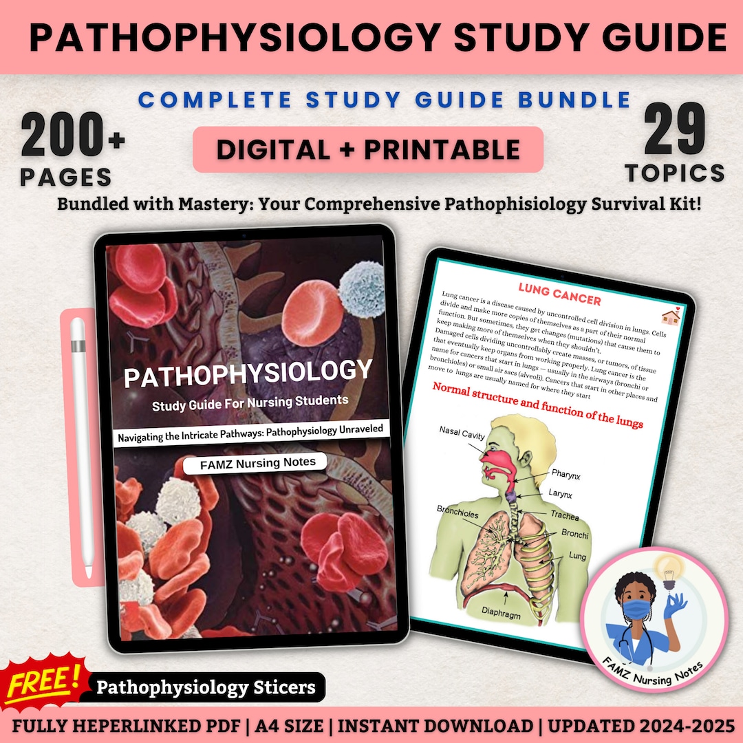 Pathophysiology Study Guide 200 Pages Bundle Pathophysiology Notes ...