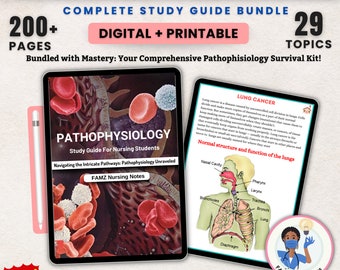 Guide d'étude de physiopathologie Plus de 200 pages | Notes de physiopathologie | Physiopathologie des soins infirmiers | Guide d'étude en soins infirmiers | Notes d'allaitement | PDF