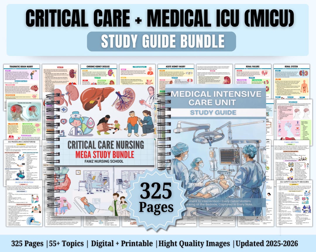 Icu Guide Critical Care & Medical ICU (MICU) Study Guide Bundle | ICU Nursing ...