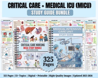 Critical Care & Medical ICU (MICU) Study Guide Bundle | ICU Nursing Notes | Shock, Sepsis Management, ABg Interpretation