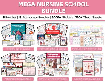 Mega Krankenpflegeschule Bündel | Pflegeleitfaden | Krankenpflege-Studenten | Sofort Download PDF