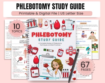 Phlebotomy Notes | Phlebotomy Study Guide | Blood Draw Training |  Certification Prep | Nursing Students | PDF