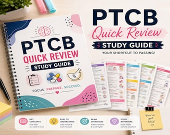 PTCB Quick Review Study Guide | Pharmacy Technician Notes | PTCB Exam Prep | PDF