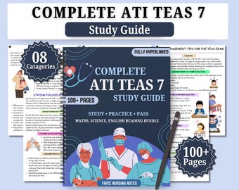 Complete ATI TEAS 7 Study Guide 2026 | 100+ Pages | Math, Science, Reading & English | Fully Hyperlinked