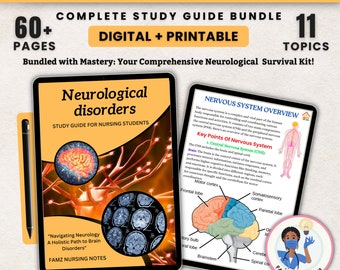 Neuro Study Guide Bundle | Neurological System Disorders | Neurological Assessment | Neuro Nursing Notes | Med-Surg Study Notes | PDF