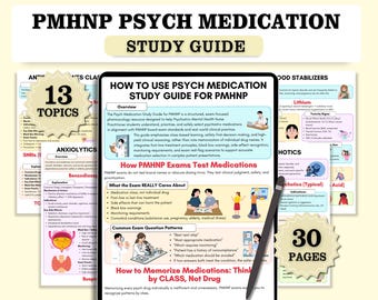 PMHNP Psych Medication Study Guide | PMHNP Notes | Psychopharmacology | Psychiatric Nursing Medications | Digital + Printable