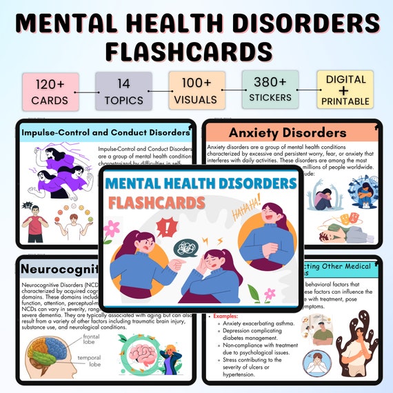 120+ Mental Health Nursing Flashcards | Mental Health Notes | Nursing Notes | Psychiatric Nursing | FAMZ Nursing Notes | Digital & Printable