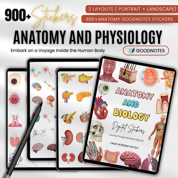 900+ Anatomy & Biology Stickers | Anatomy Stickers | GoodNotes Stickers | Pre-Cropped Human Body Stickers | Digital Stickers For iPad