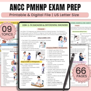 Könnte beinhalten: Digitaler Studienführer für die ANCC PMHNP-Prüfung mit 09 Themen und 66 Seiten. Der Leitfaden behandelt die DSM-5-TR-Diagnose und Differentialdiagnose im US-Letter-Format. Enthält wichtige Informationen zur Vorbereitung auf die Prüfung.