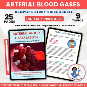 ABG Nursing Bundle 25 Pages | Nursing Notes | Nursing Study Guide | Arterial Blood Gases (ABG) | Nursing School Notes  | Digital Download