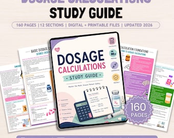 Dosage Calculations Study Guide | Nursing Notes | Pharmacy Notes | 12 Topics | 150+ Pages