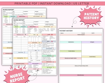 May include: Printable nurse brain sheet in US letter size. The sheet includes sections for patient history, medications, allergies, family history, lifestyle and health habits, history of present illness, and miscellaneous. The sheet is designed to help nurses organize and track patient information.