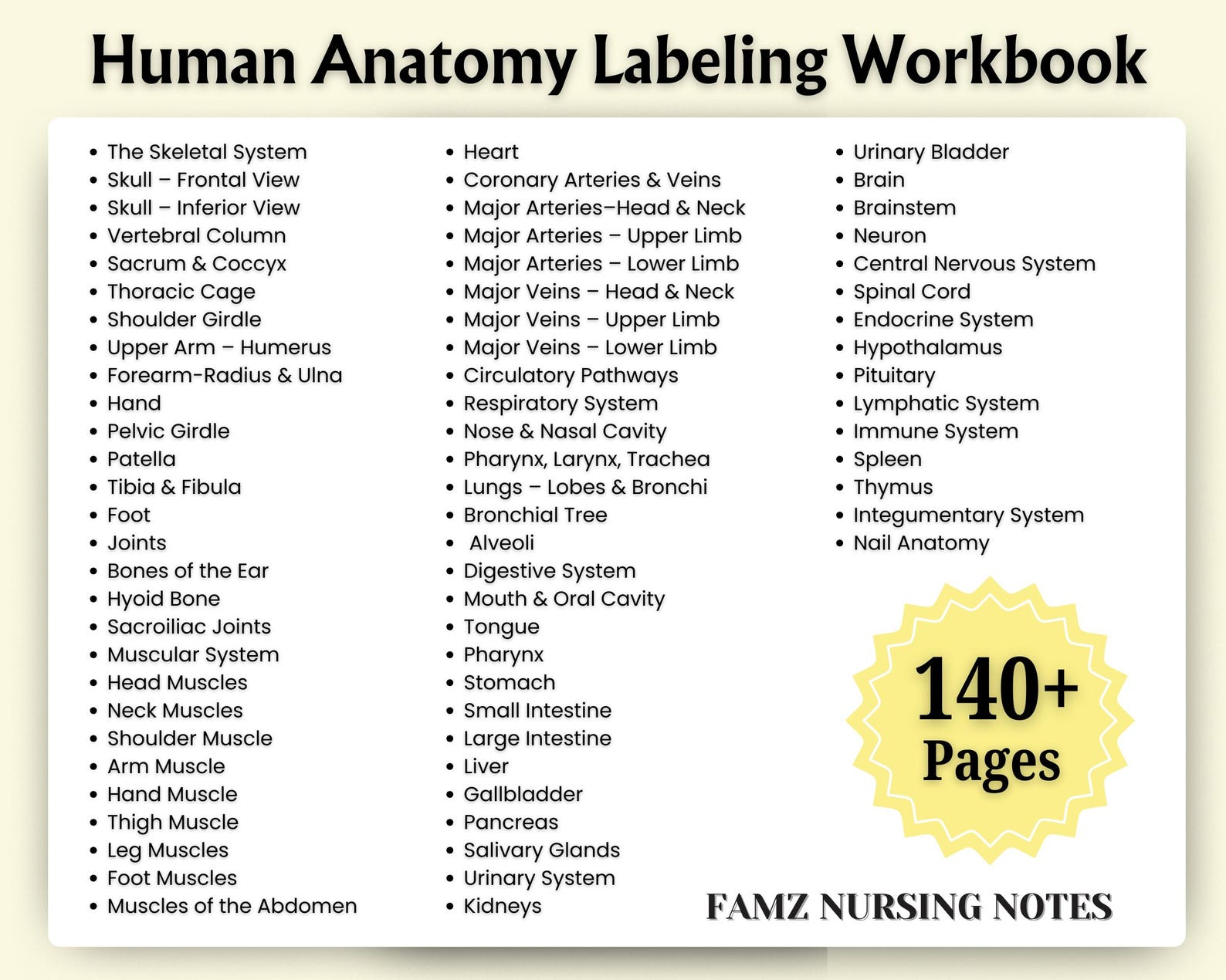 Human Anatomy Systems and Labeling Book | Anatomy & Physiology Study ...