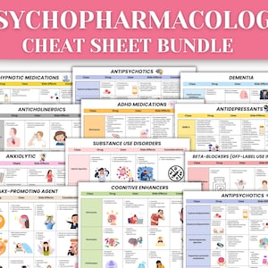 Cheatsheetbundel psychofarmacologie | Psychiatrische verpleegkunde | Antidepressiva, psychotrope medicijnen | 13 medicijnklassen | Editie 2024-25