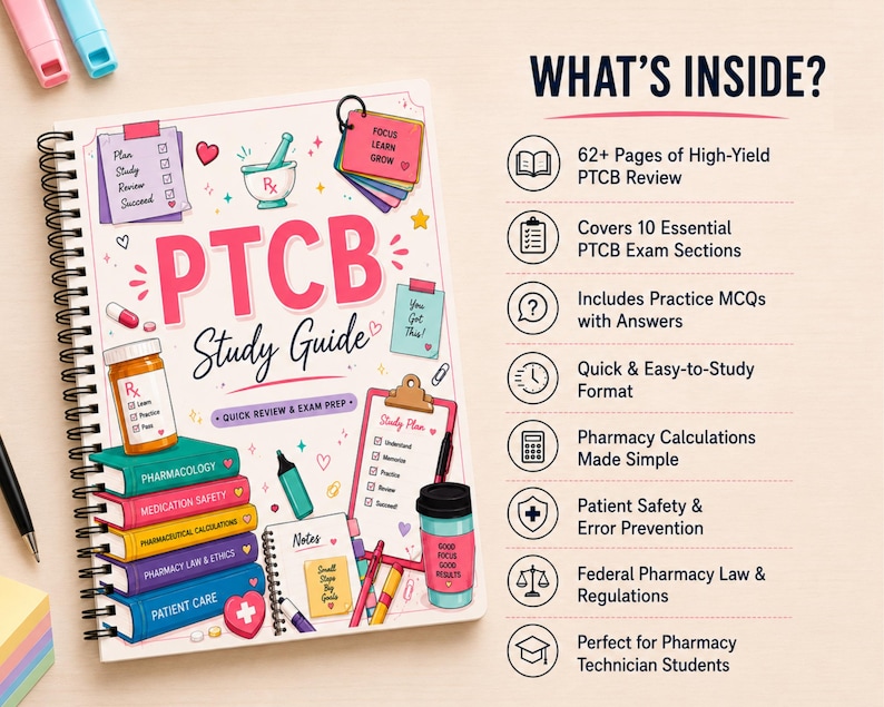 PTCB Study Guide | PTCB Math Calculations | Pharmacy Technician Notes ...