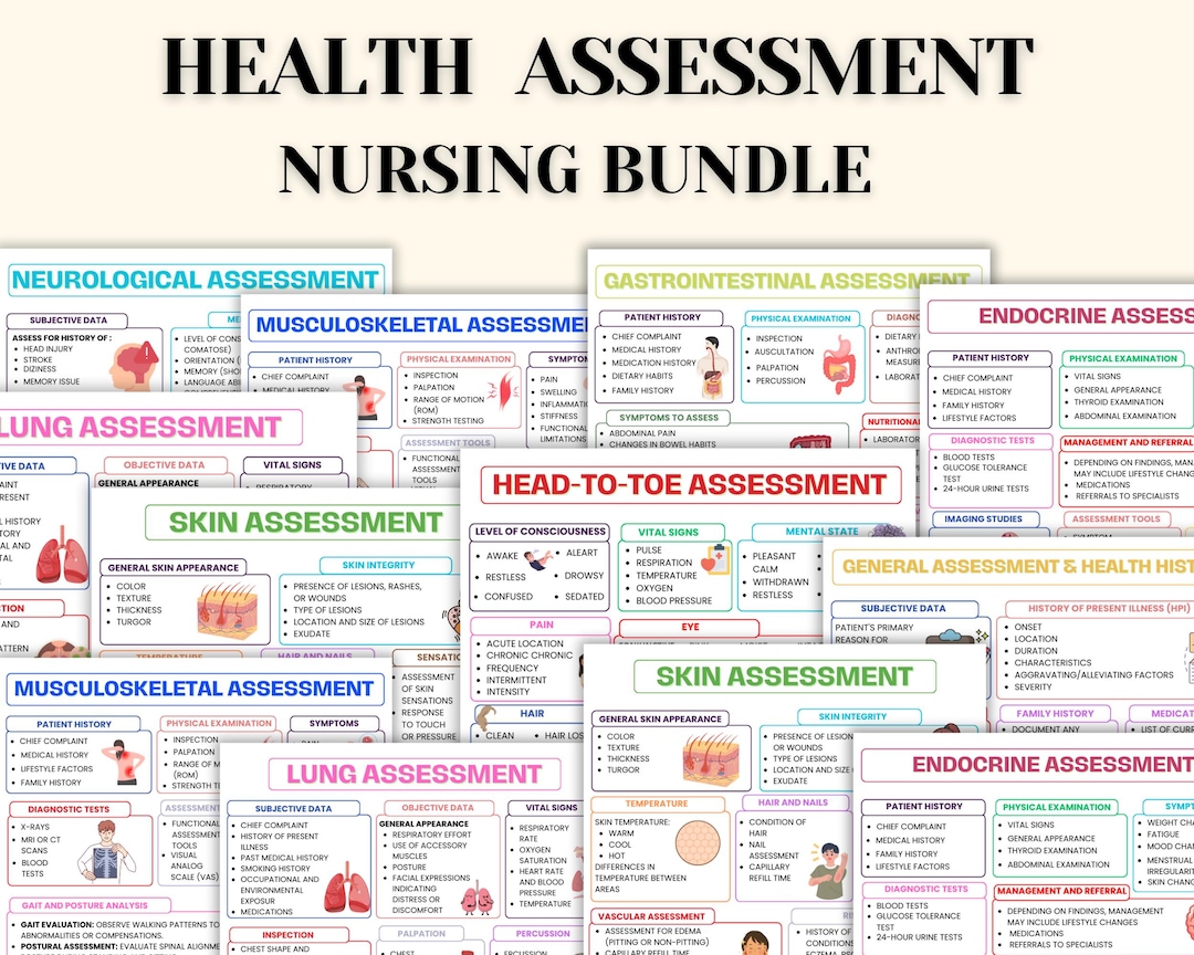 Health Assessment Nursing Bundle | Nurse Assessment | Nursing Notes ...