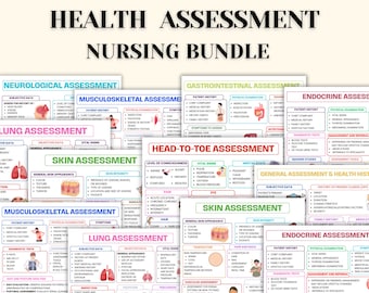 Ensemble de soins infirmiers pour l'évaluation de la santé | Évaluation de l'infirmière | Notes d'allaitement | Guide d'étude | De la tête aux pieds | 8 thèmes | Notes de soins infirmiers FAMZ