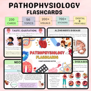 Paquete de tarjetas didácticas de fisiopatología / Notas de fisiopatología / Notas de enfermería / Guía de patología / Guía de estudio de enfermería / Más de 200 tarjetas didácticas