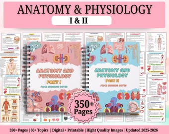 Mega Bundle Anatomie et physiologie I & II | Anatomie humaine | Notes d'allaitement | Fiches anatomiques, aide-mémoire, livre de coloriage et feuilles de travail