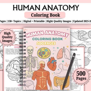 500+ Human Anatomy Coloring Book Bundle | Anatomy Study Guide | Anatomy Art | Body Systems Coloring | Nursing Students Study Guide | PDF