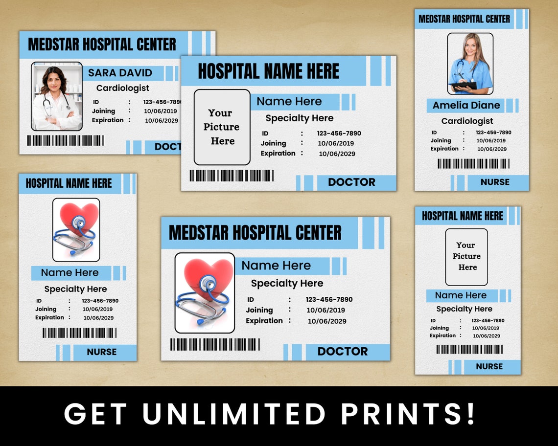 Doctor ID Badge Medical Badge Template Doctor Badge Etsy