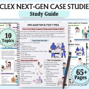 Podręcznik do nauki studiów przypadku NCLEX nowej generacji | Ćwiczenia NGN (ponad 65 stron) | Strategie na dzień egzaminu