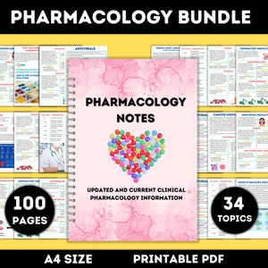 Nursing Notes | Pharmacology Bundle 100 Pages | Pharmacology Study Guide | Pharmacology Notes | Nursing School Notes | NCLEX Pharmacology