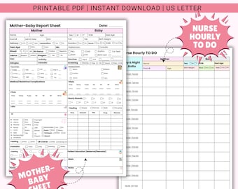 Mother Baby Nurse Report Sheet | Nurse Shift Handoff | Labor and Delivery Report Sheet | Postpartum Nursing Report Sheet
