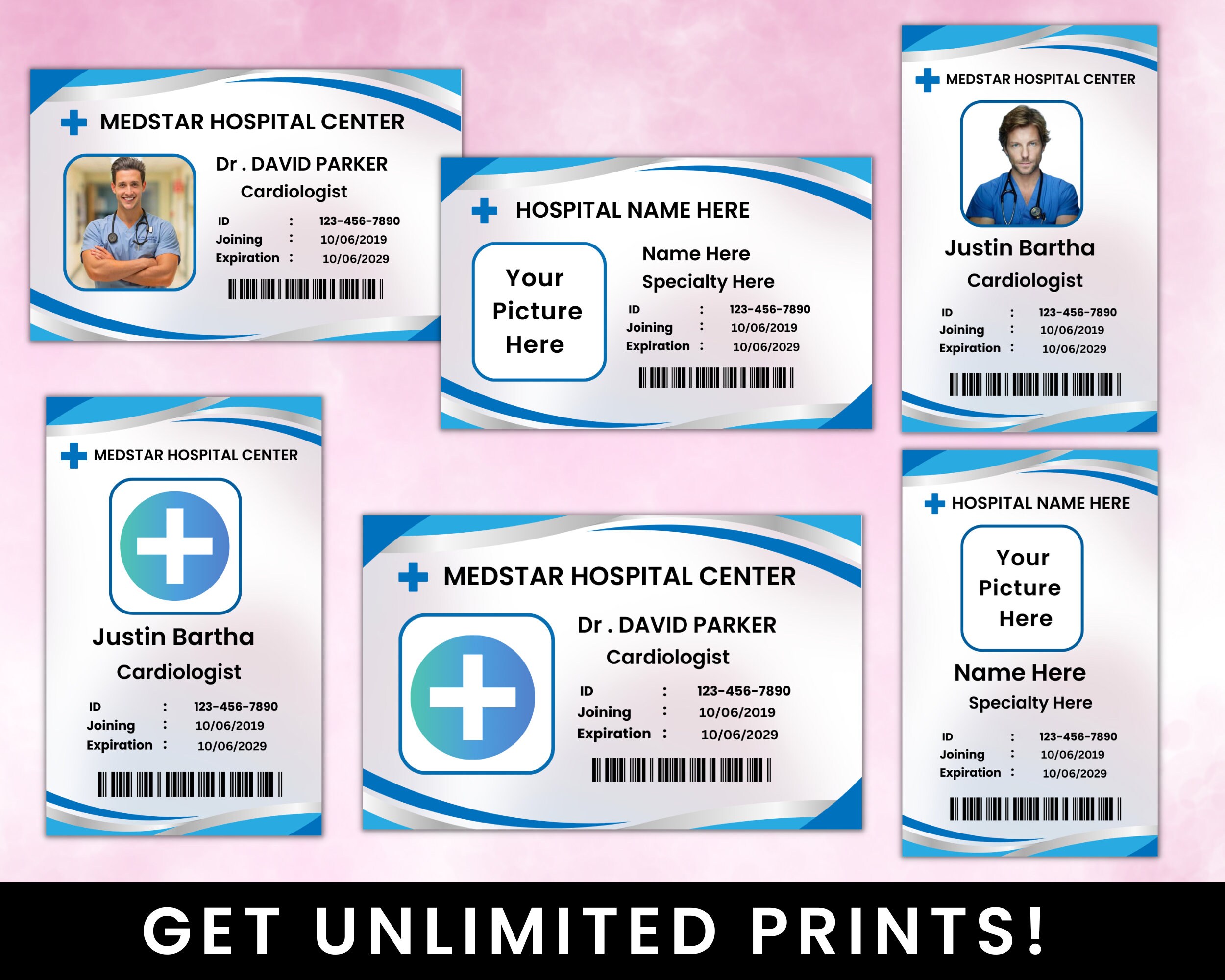 Doctor Name Badge ID Badge Editable Nurse Name Badge Template Doctors ID Cards Hospital Badge