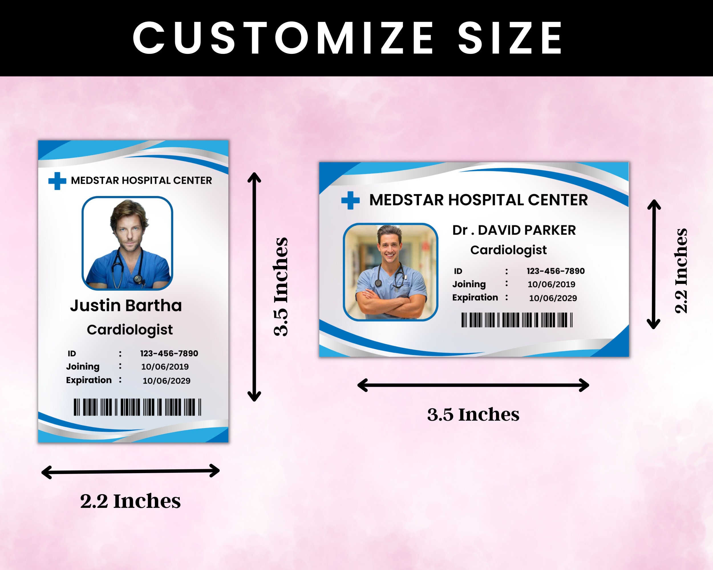 Doctor Name Badge ID Badge Editable Nurse Name Badge Template Doctors ID Cards Hospital Badge