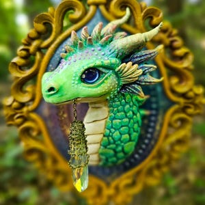 Dragon Wall Trophy | Astral Dragon "Asterion, Guardian of the Last Star Pendulum" | Handmade Fantasy Wall Art in Clay and Wood | OOAK