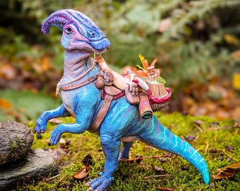 Dinosaur Parasaurolophus Mate | Unique OOAK Fantasy Figure | Sculpted and painted by hand