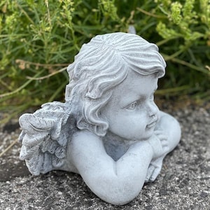 Large frost-resistant stone angel bust – dignified angel bust, garden decoration, cast stone, handmade gift image 2