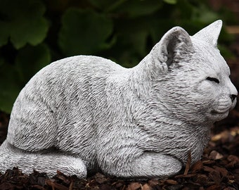 stoneandstyle Steinfigur Katze Nappy ruhend frostfest Gartenfigur Steinguss