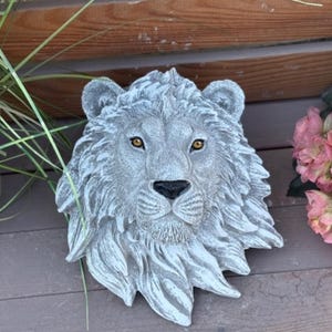 Applique Murale Tête De Lion Vintage – Corbeille/étagère 3D En Résine, Beige