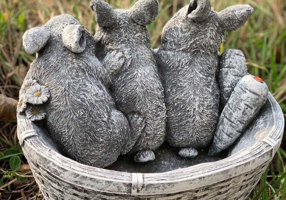 Steinfigur Pflanztopf "3 Hasen im Korb" frostfest  frhlicher Pflanzkorb  Gartendeko Steinguss handgefertigt Geschenk - Etsy.de