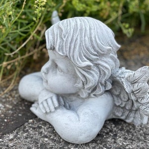 Large frost-resistant stone angel bust – dignified angel bust, garden decoration, cast stone, handmade gift image 4