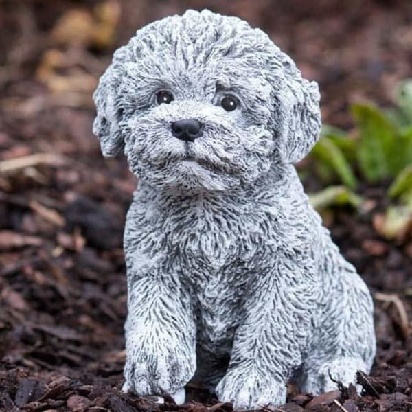 Steinfigur Hund Malteser Welpe