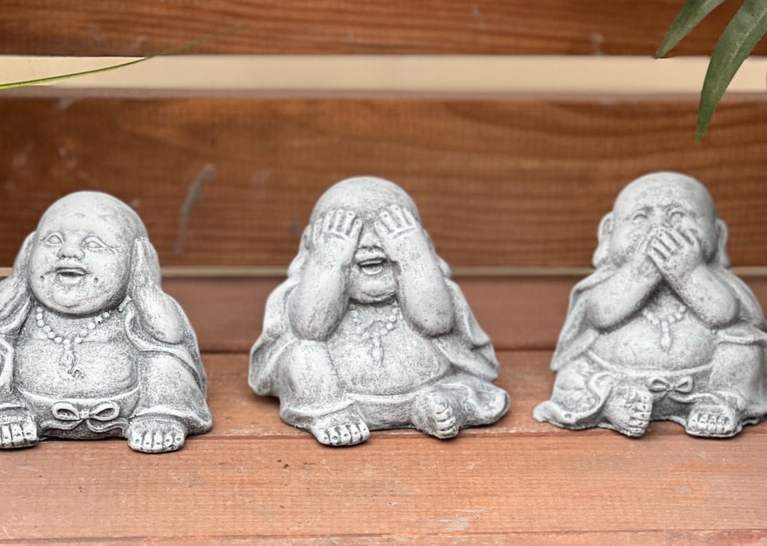 Stoneandstyle Shaolin-Mönche Skulpturen-Set – 3 Figuren Aus Steinguss, Frostfest Bis -30°C