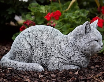 Statue Chat Salem En Pierre Noire - Résistante Au Gel -30°C, 18x34x18 Cm, 8.24 Kg, Fabriquée En Allemagne