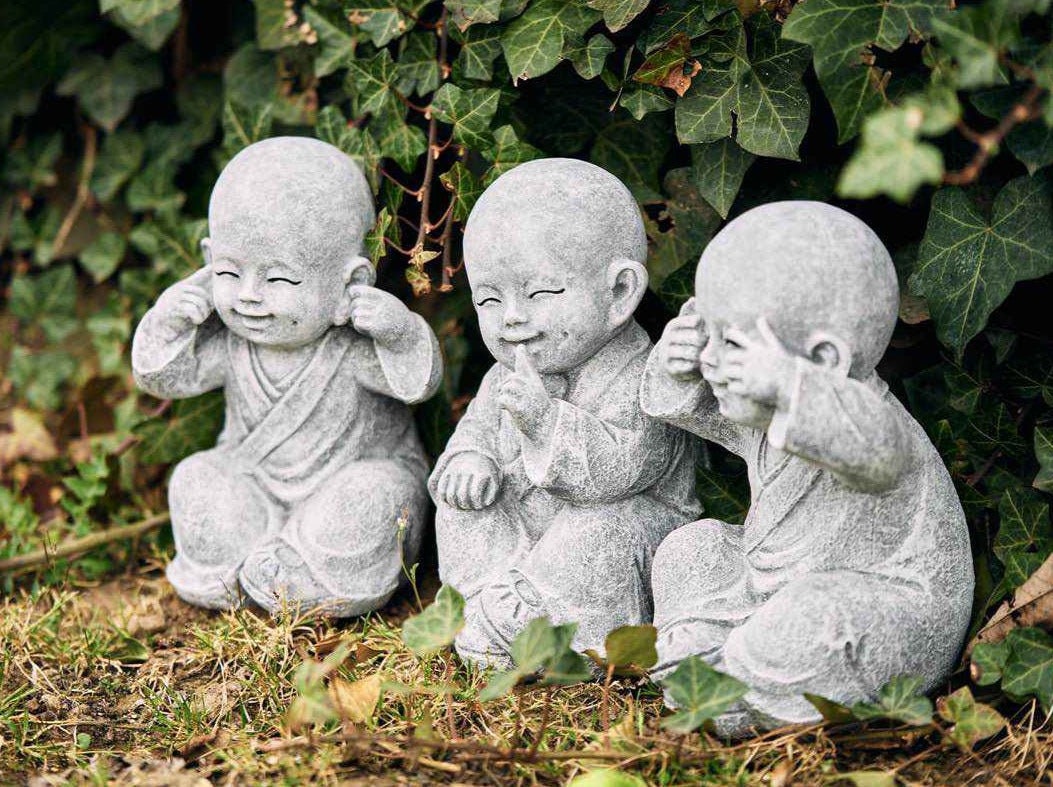 Stein Buddha Figuren Set 3er Frostfest Stoneandstyle Buddha Figuren Set - 3er Set Nichts Hören Sehen Sagen Steinguss Frostfester Steinguss