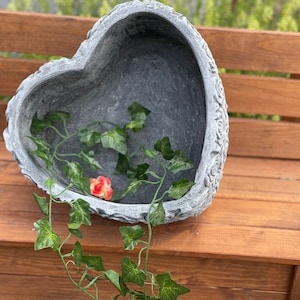 Pedra e Estilo Coração de planta Vaso de planta Coração de rosa Coração grande XL pedra fundida à prova de geada e intempéries