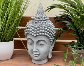 Steinfigur Shiva Kopf 35 cm frostfest – meditatives drittes Auge Gartendeko Steinguss handgefertigt Geschenk