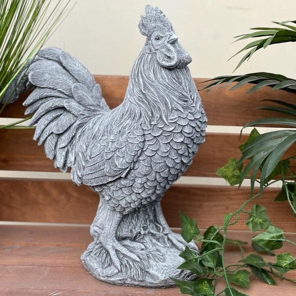 stoneandstyle Steinfigur Hahn Il Gallo lebensecht frostfest Steinguss