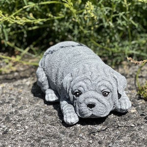 Steinfigur Frenchie – Französische Bulldogge Gartenfigur, Frostfest Bis -30°C, Handgearbeitet In Deutschland