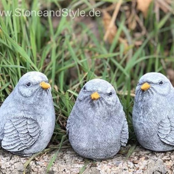 3er Set Steinfigur Vogel klein