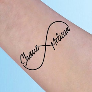 2 Custom Infinity Temporary Tattoos Personalized with Your Names or Words for Couples Body Art Flash Tattoo