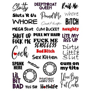 30 Sexy Temporary Tattoos, Kinky Adult Body Art - Naughty Sex Fantasy Erotic Temporary Tattoo Set