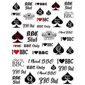 40 Kinky Temporary Tattoos - Queen of Spades, BBC Slut, BBC Only, Adult Erotic Sex Fantasy Fetish Body Art Tattoo Sticker