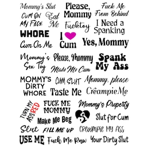 32 Kinky Temporary Tattoos, Sexy Adult Body Art - Naughty &quot;Yes, Mommy&quot; Fantasy Sex Tattoo Set